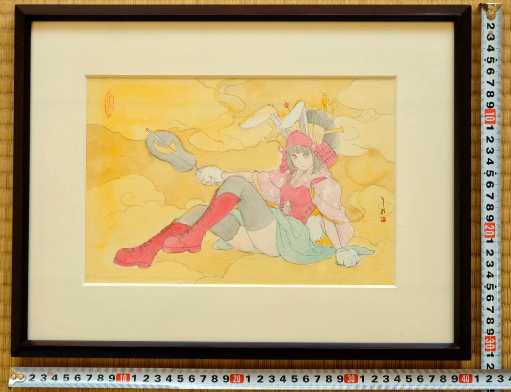 フィレンツェ・メディチ・リカルディ宮殿でのライブペイントのためのスケッチ 鉛筆水彩画直筆素描 オリジナル1点