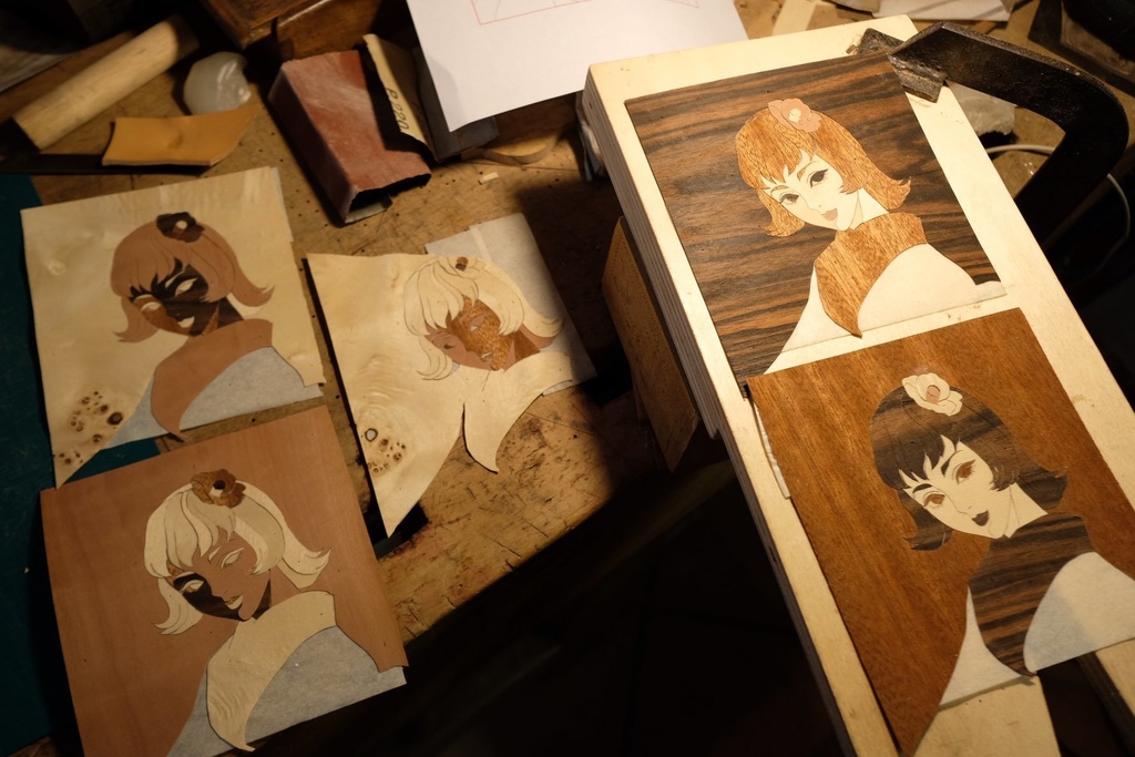 木象嵌「初春の髪」① フィレンツェZouganista工房で制作 伝統工芸 オリジナル一点