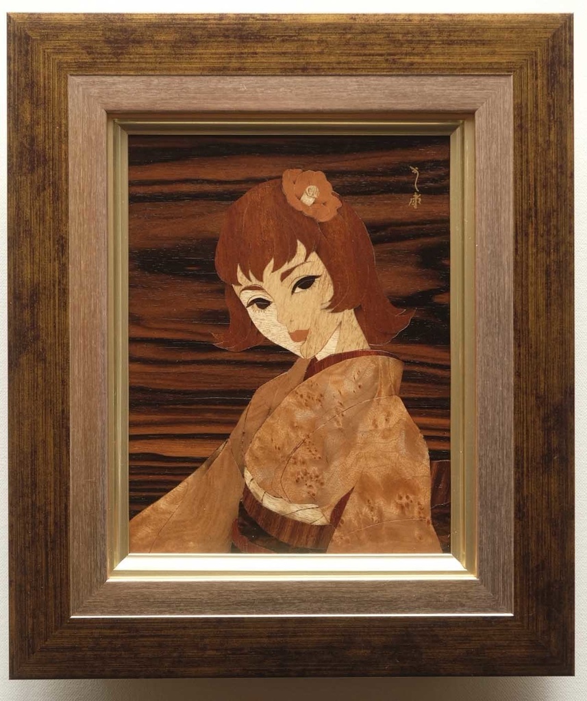 日本画 木材による美術品✨ ハンドメイド インテリア 絵画 寄木細工 