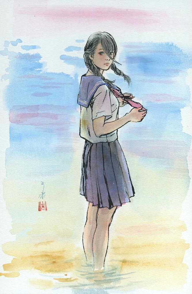 金銀蒔絵螺鈿漆作品群のためのスケッチ② ペン・水彩画直筆素描 オリジナル1点
