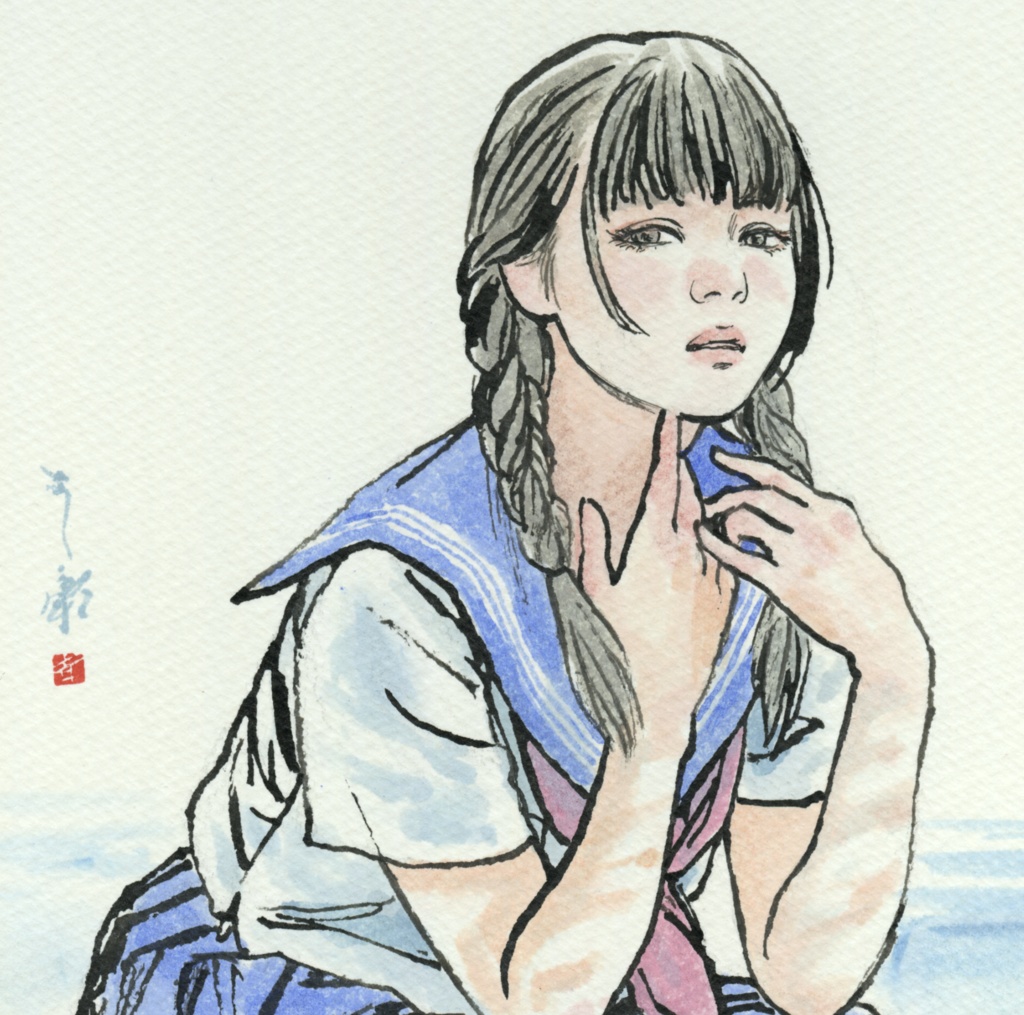 金銀蒔絵螺鈿漆作品群のためのスケッチ④ ペン・水彩画直筆素描 オリジナル1点