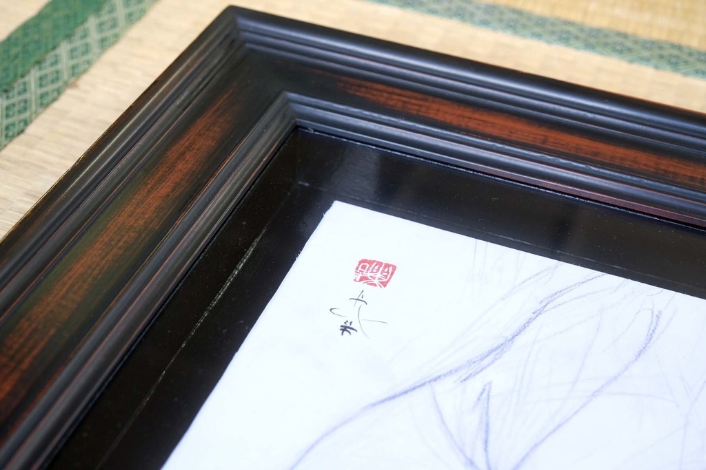 絵画「見立て義経千本桜 初音の鼓」のための下絵 鉛筆線画直筆素描 オリジナル1点