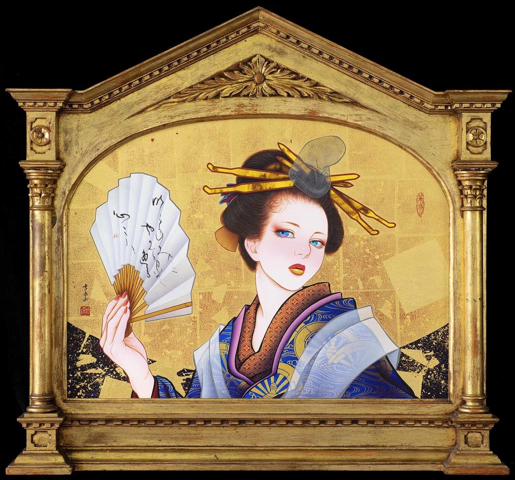 絵画「見立て源氏」のための下絵 鉛筆線画直筆素描 オリジナル1点