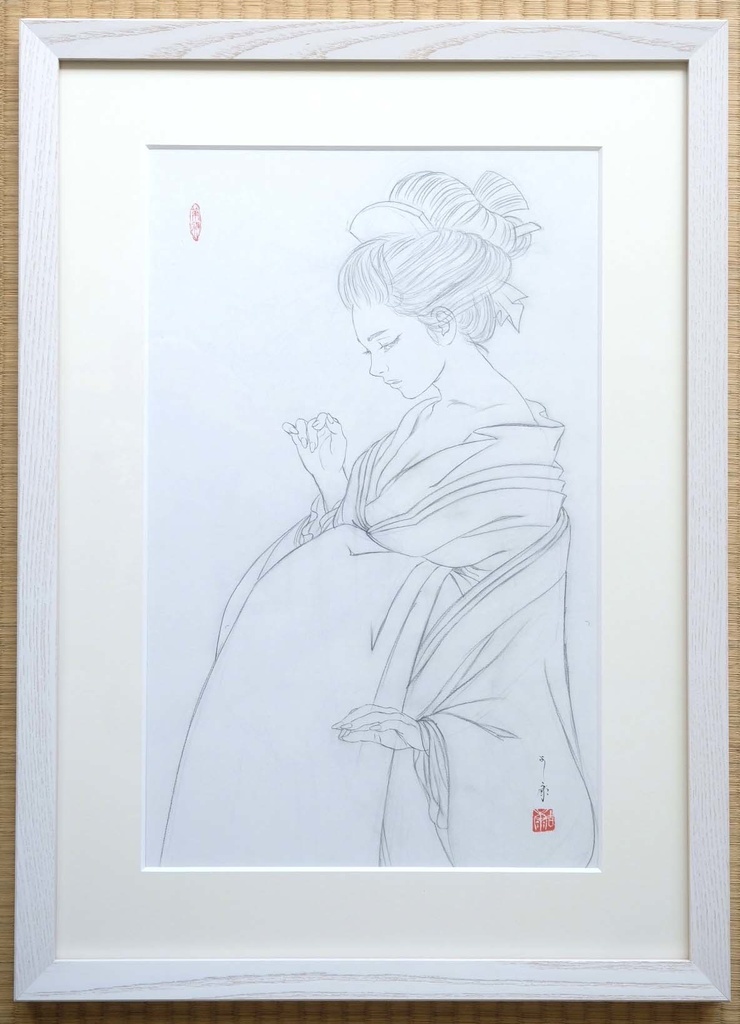 絵画「見立て日光」のための下絵 鉛筆線画直筆素描 オリジナル1点