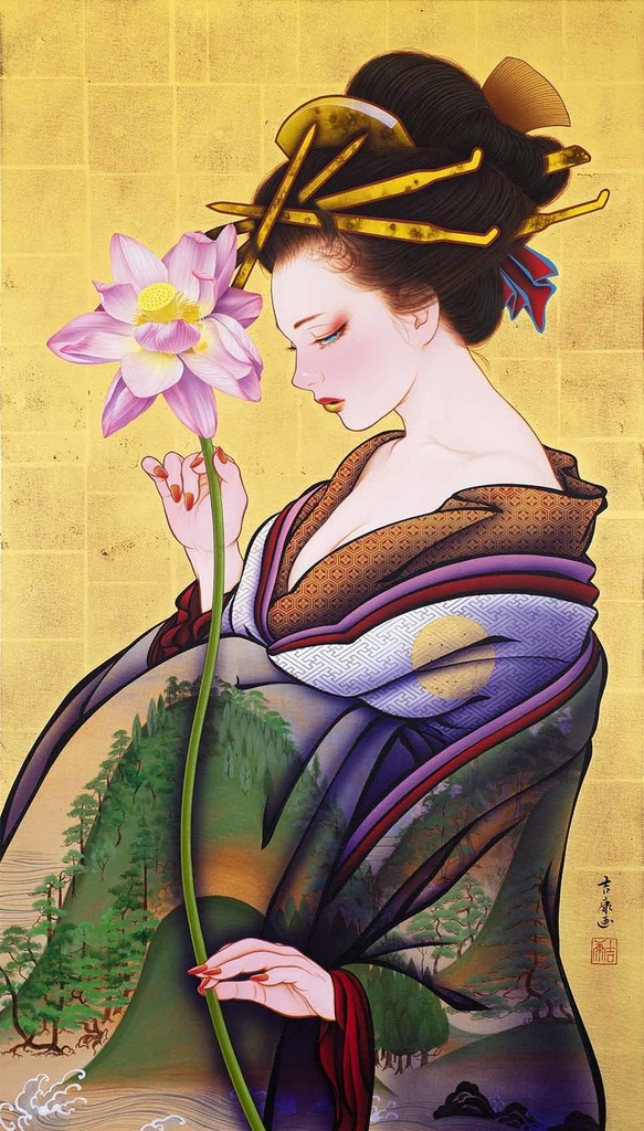 絵画「見立て日光」のための下絵 鉛筆線画直筆素描 オリジナル1点