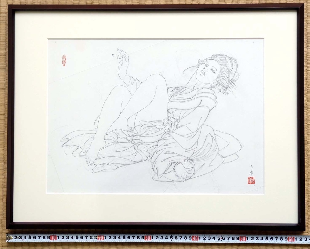 絵画「見立て七薬師」のための下絵 鉛筆線画直筆素描 オリジナル1点