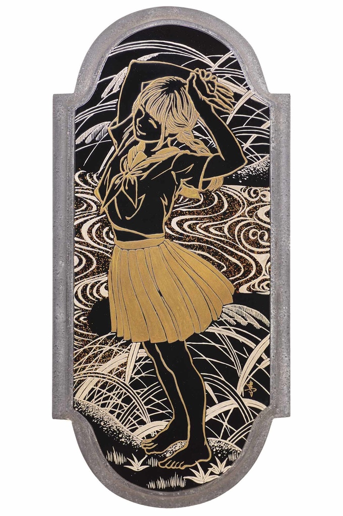 金銀蒔絵螺鈿漆作品群のためのスケッチ⑥ ペン・水彩画直筆素描 オリジナル1点