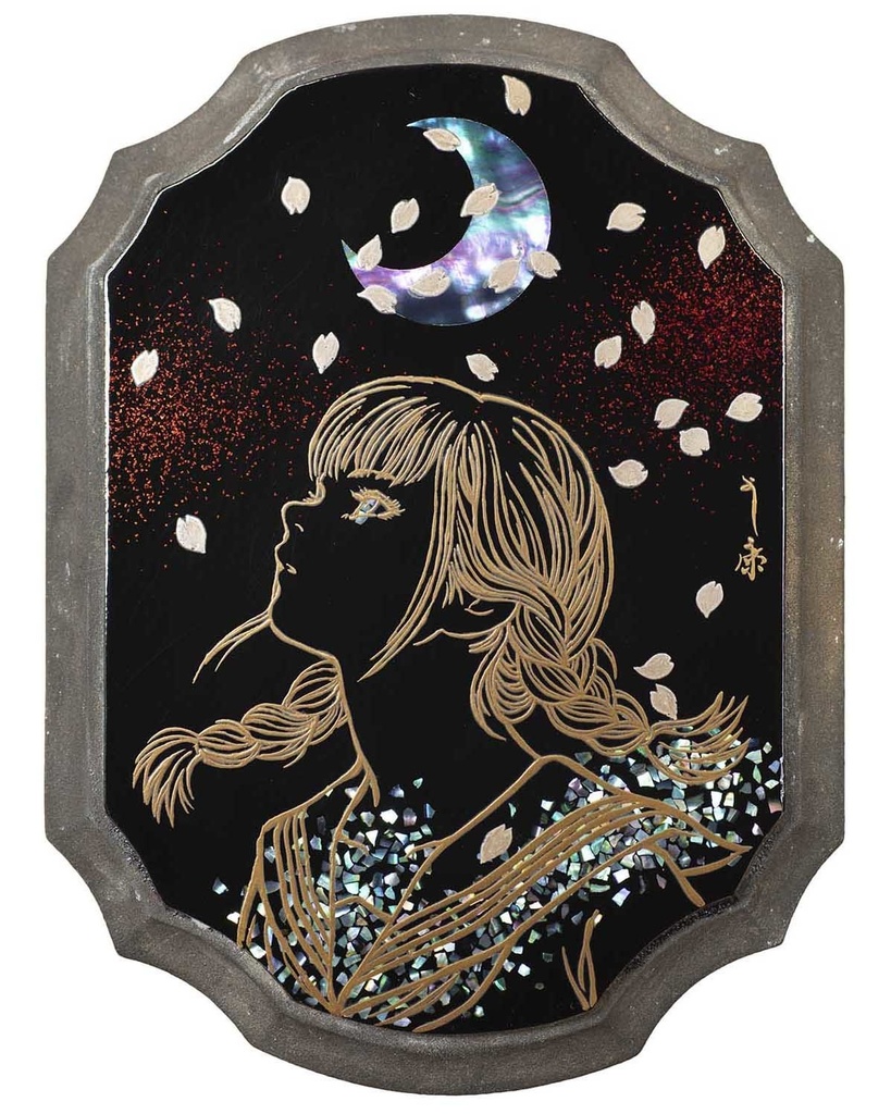 金銀蒔絵螺鈿漆作品群のためのスケッチ⑥ ペン・水彩画直筆素描 オリジナル1点