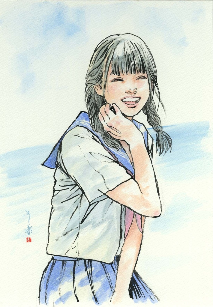 金銀蒔絵螺鈿漆作品群のためのスケッチ⑥ ペン・水彩画直筆素描 オリジナル1点