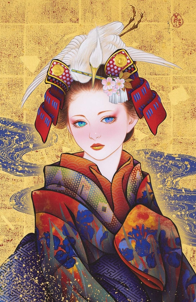 絵画「見立て姫山 春花」のための下絵 鉛筆線画直筆素描 オリジナル1点