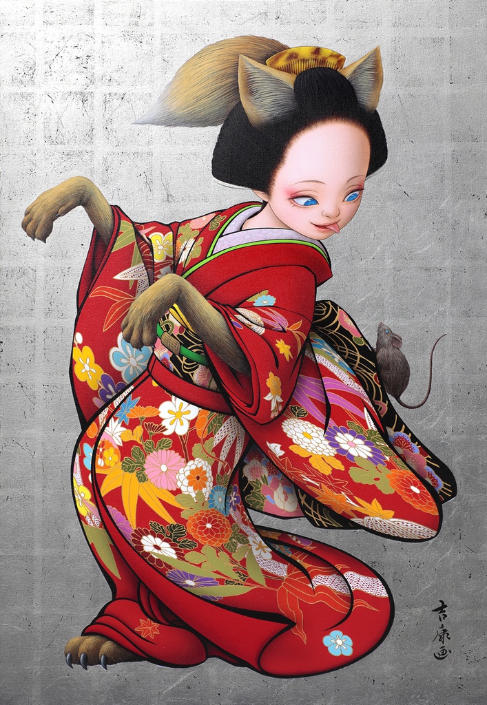 絵画「女狐」のための下絵 鉛筆線画直筆素描 オリジナル1点