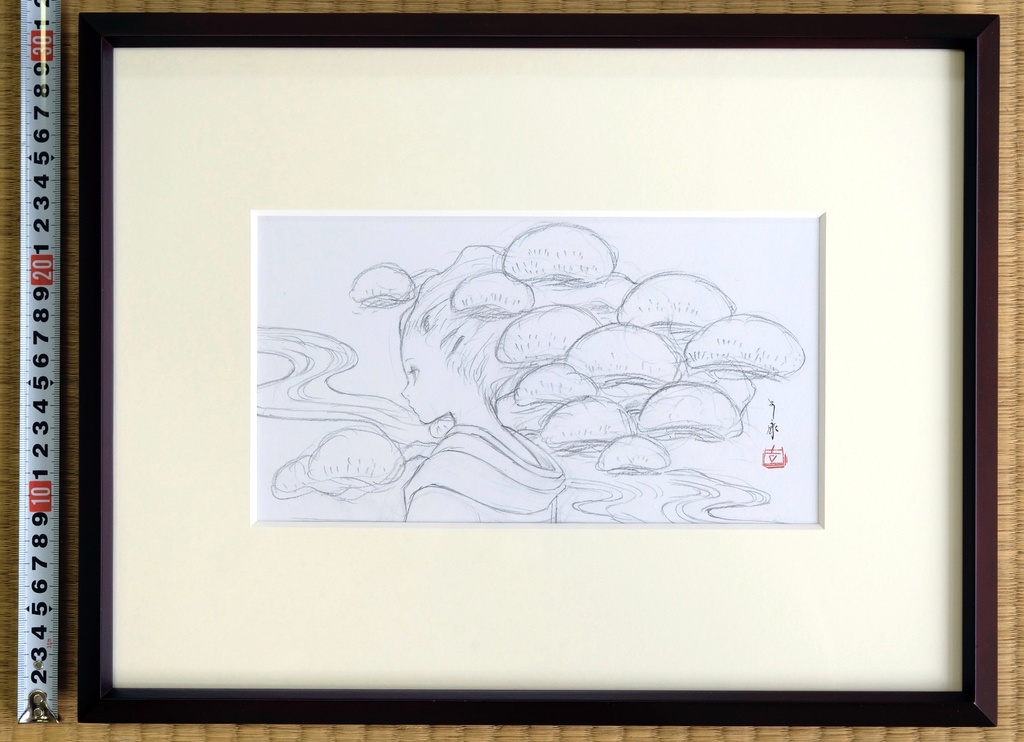 絵画「高田松原」のためのスケッチ 鉛筆線画直筆素描 オリジナル1点