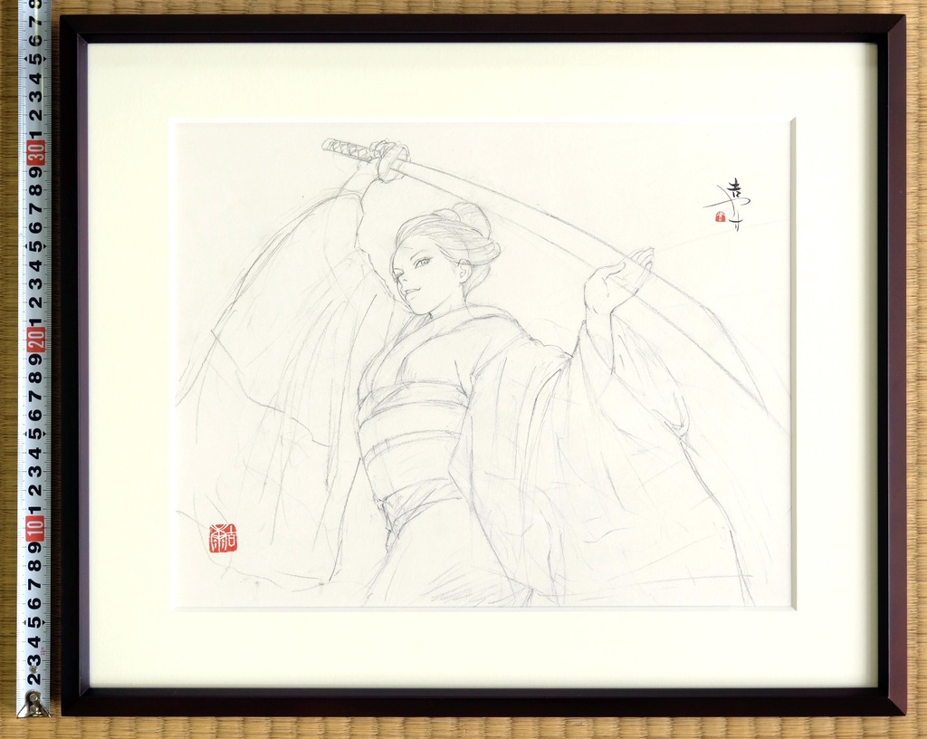 2015年フランス・アングレーム国際マンガ祭におけるライブペイントのための下絵 鉛筆線画直筆素描 オリジナル1点