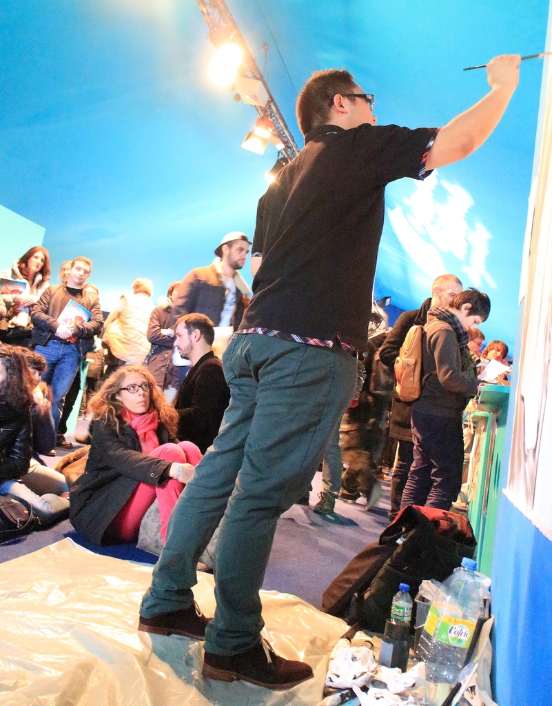 2015年フランス・アングレーム国際マンガ祭におけるライブペイントのための下絵 鉛筆線画直筆素描 オリジナル1点