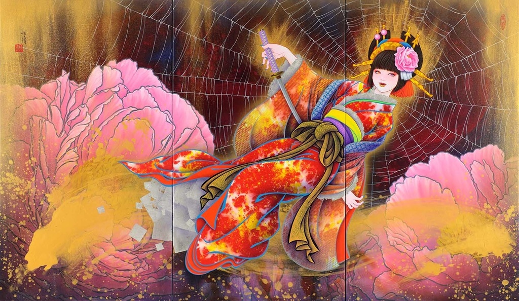 小林未郁さんCDアルバム「mika type ろ」のジャケット絵画「絡新婦」のためのスケッチ 鉛筆線画直筆素描 オリジナル1点