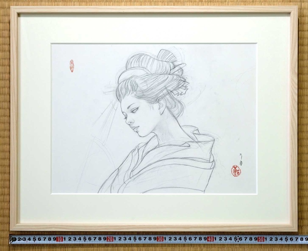 絵画「やつし権現」のための下絵 鉛筆線画直筆素描 オリジナル1点