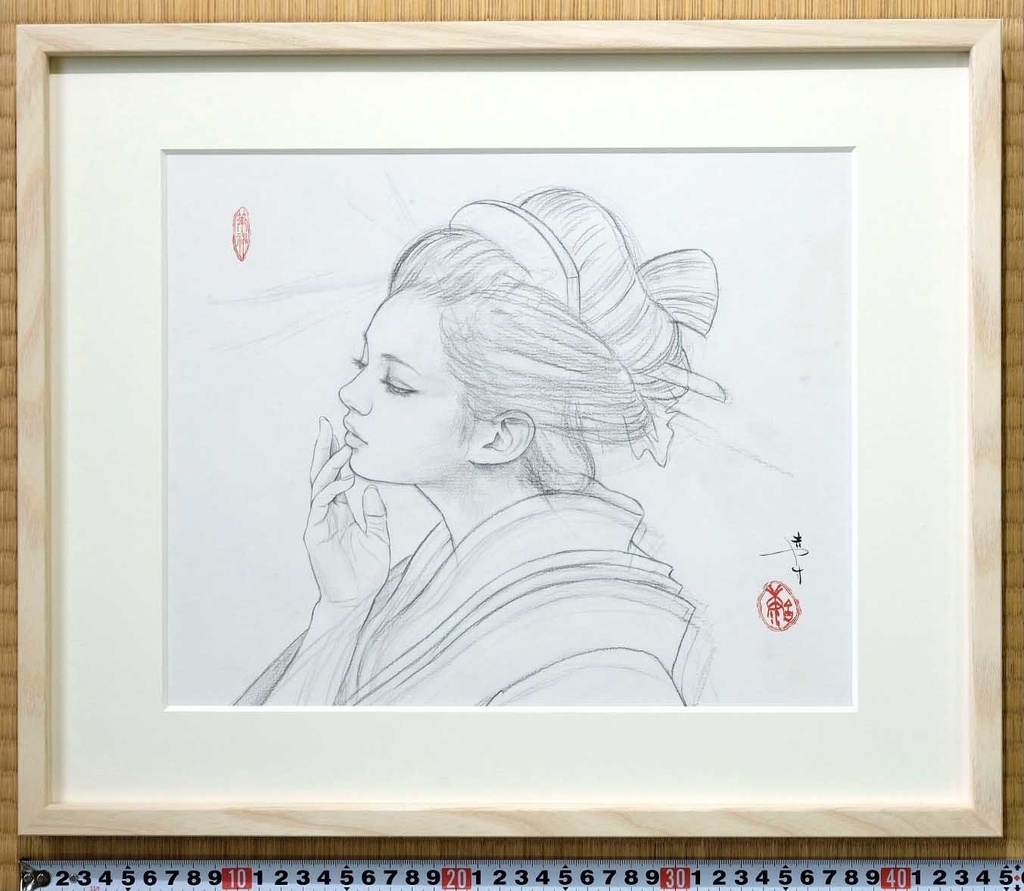 絵画「やつし太閤」のための下絵 鉛筆線画直筆素描 オリジナル1点