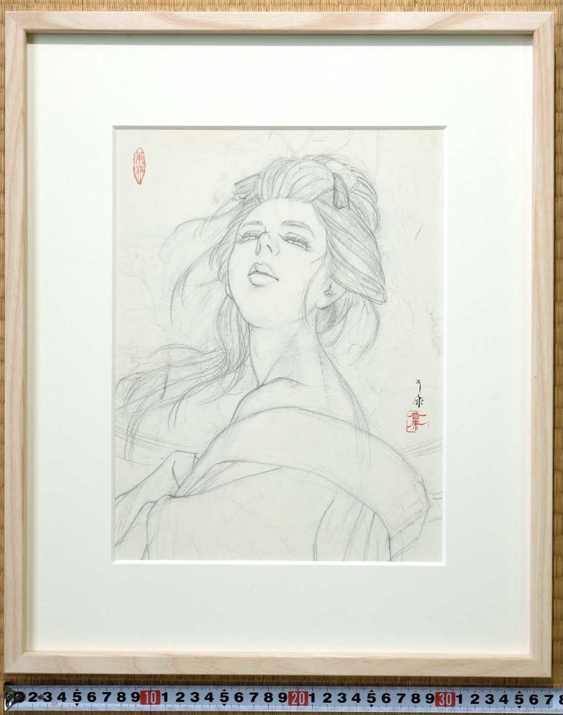 絵画「月下」のための下絵 鉛筆線画直筆素描 オリジナル1点