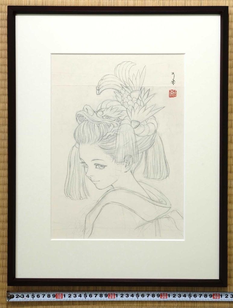 絵画「鯱」のための下絵 鉛筆線画直筆素描 オリジナル1点