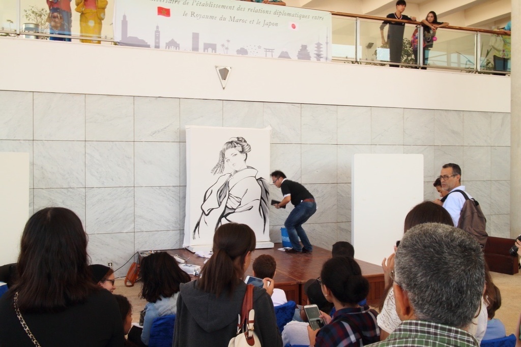 モロッコ王立図書館でのライブペイントのための下絵① 鉛筆線画直筆素描 オリジナル1点