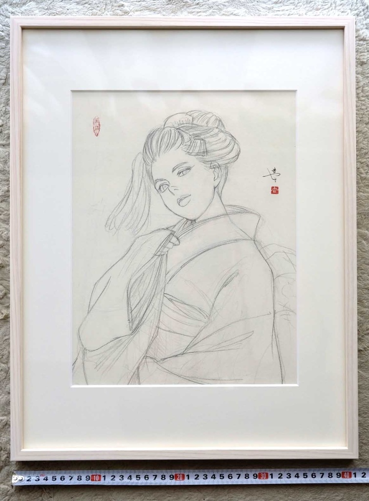 モロッコ王立図書館でのライブペイントのための下絵① 鉛筆線画直筆素描 オリジナル1点