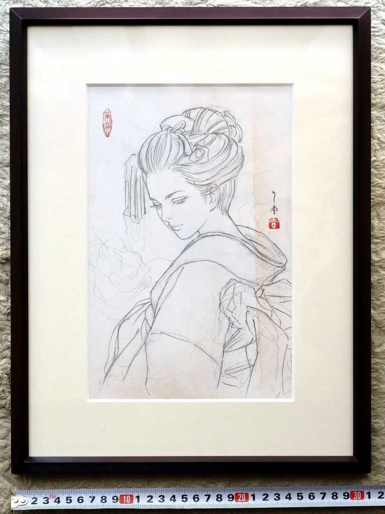 モロッコ王立図書館でのライブペイントのための下絵② 鉛筆線画直筆素描 オリジナル1点