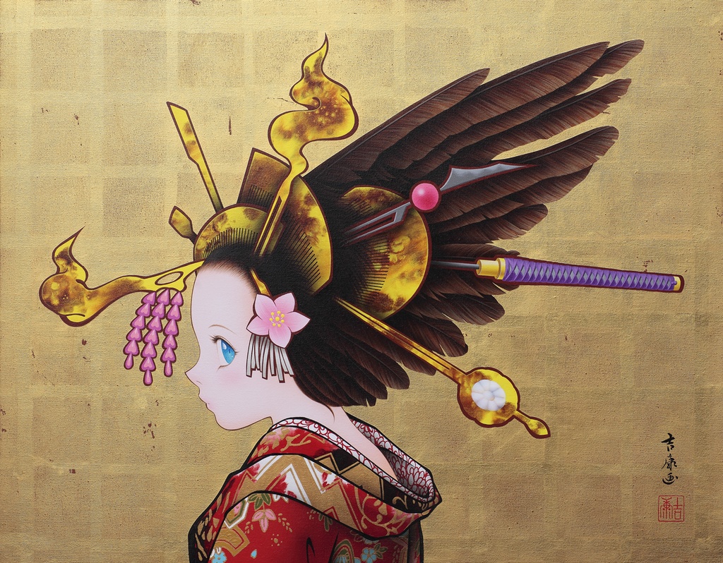 絵画「花簪」のための下絵 鉛筆線画直筆素描 オリジナル1点