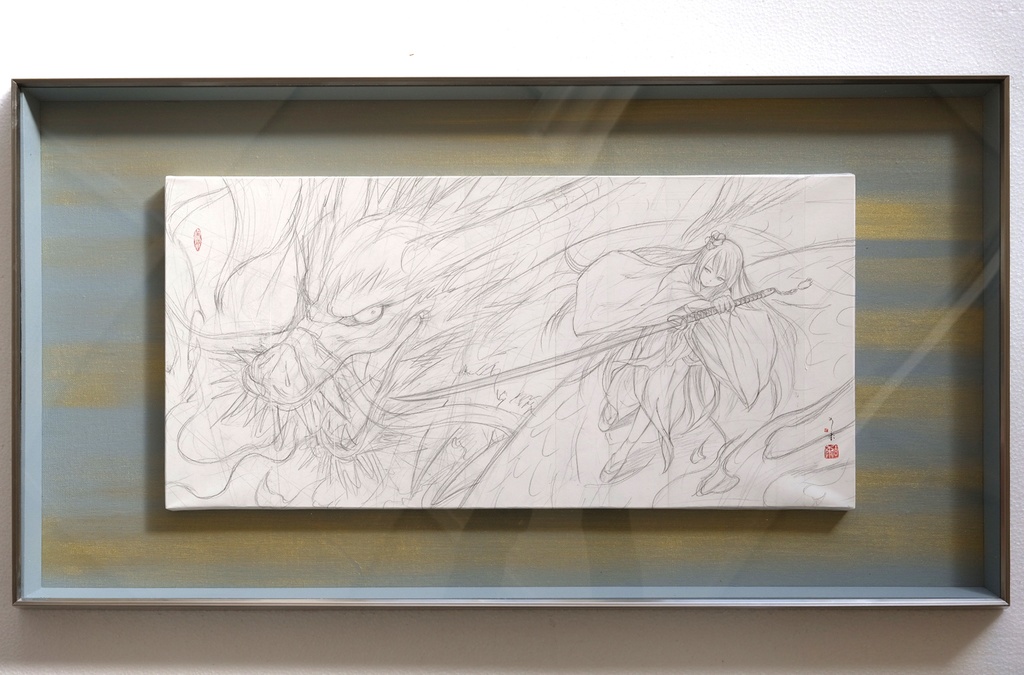 オリジナル１点　BOOTH　TAMURA　Yoshiyasu　マンガ「筆神」連載前後に描いたスケッチ　鉛筆線画直筆素描