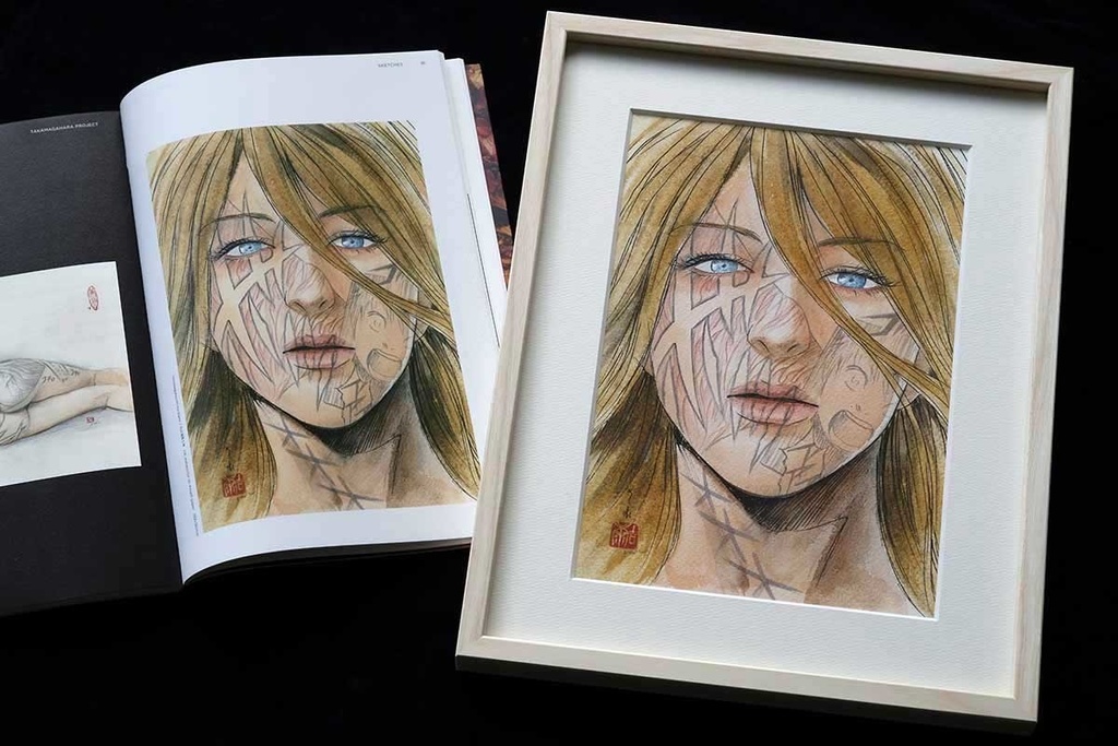 ボディペイントのための構想スケッチ02 鉛筆水彩画直筆素描 オリジナル1点