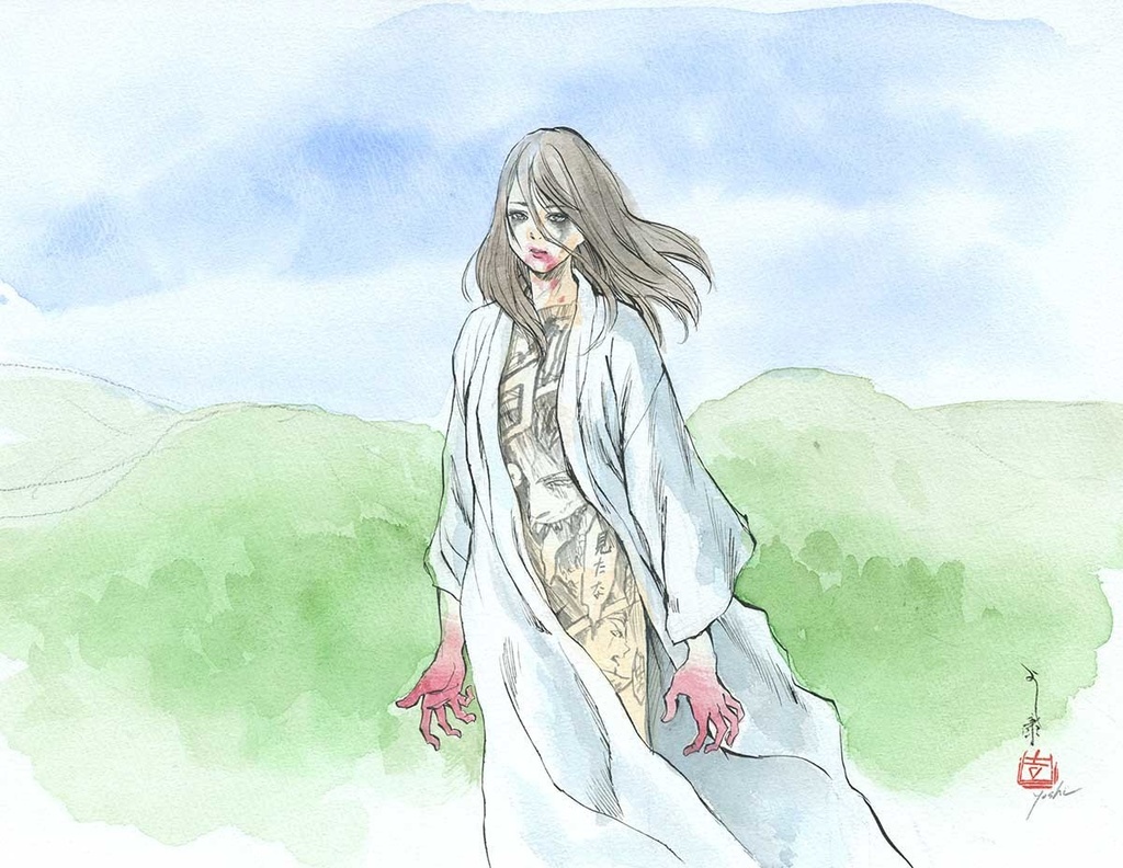 ボディペイントのための構想スケッチ05 鉛筆水彩画直筆素描 オリジナル1点