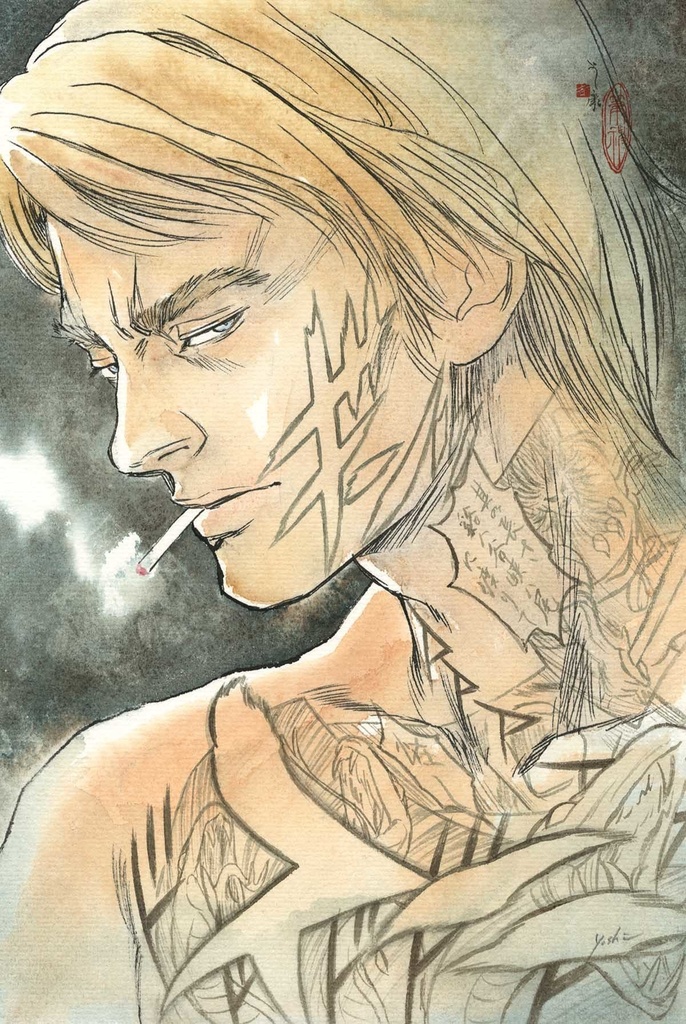 ボディペイントのための構想スケッチ10 鉛筆水彩画直筆素描 オリジナル1点