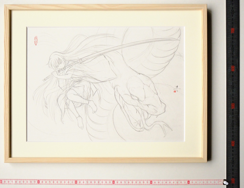 マンガ「筆神」連載前後に描いたスケッチ 鉛筆線画直筆素描 オリジナル1点