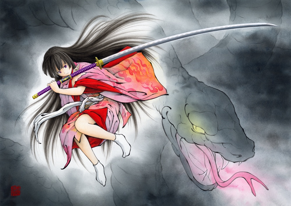 マンガ「筆神」連載前後に描いたスケッチ 鉛筆線画直筆素描 オリジナル1点