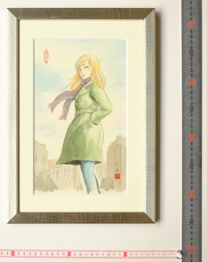 ポーランドにおける女性習作スケッチ 水彩画直筆素描 オリジナル1点