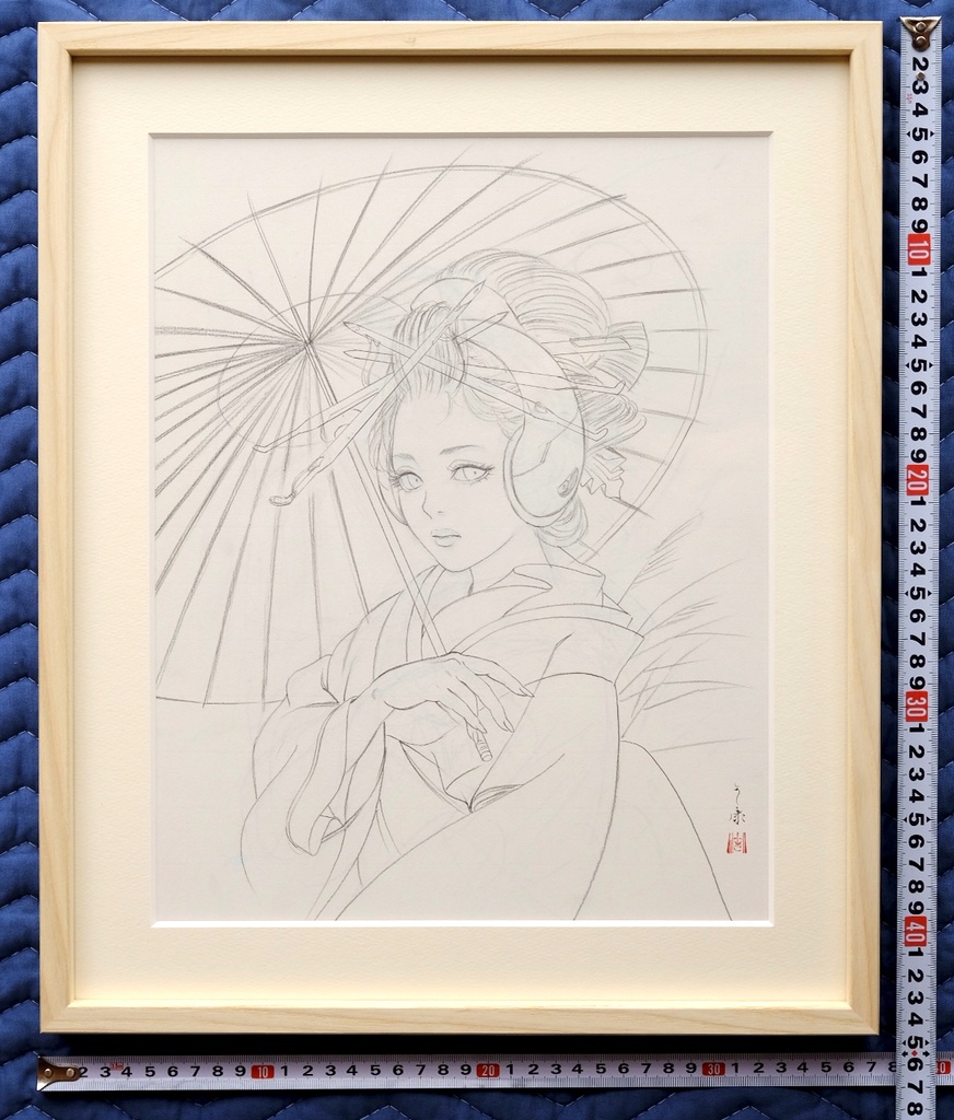 絵画「九相図 第一段 生前相」のための下絵 鉛筆線画直筆素描 オリジナル1点