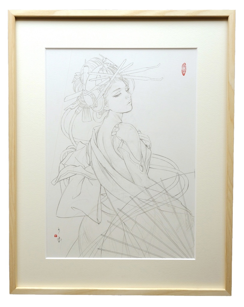 絵画「九相図 第二段 露見相」のための下絵　鉛筆線画直筆素描　オリジナル１点