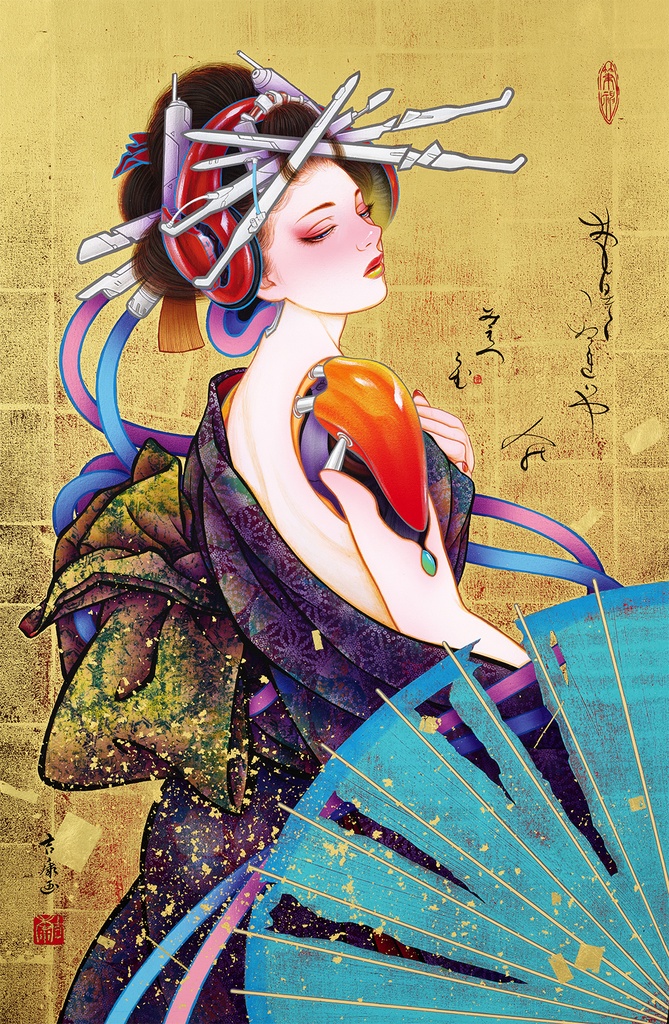 絵画「九相図 第二段 露見相」のための下絵 鉛筆線画直筆素描 オリジナル1点