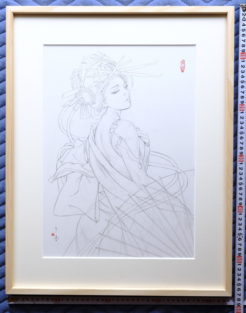 絵画「九相図 第二段 露見相」のための下絵 鉛筆線画直筆素描 オリジナル1点