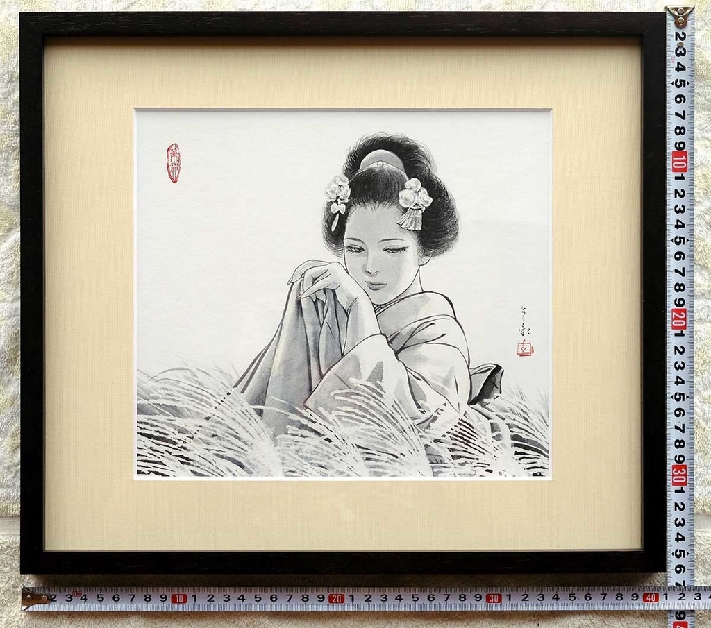 墨絵「秋風」 水墨画直筆素描 オリジナル1点 Ink Painting “Autumn Breeze” – Original Sumi-e Drawing (One-of-a-kind) 수묵화 「가을 바람」 – 수묵 드로잉 원화 (단 한 점)