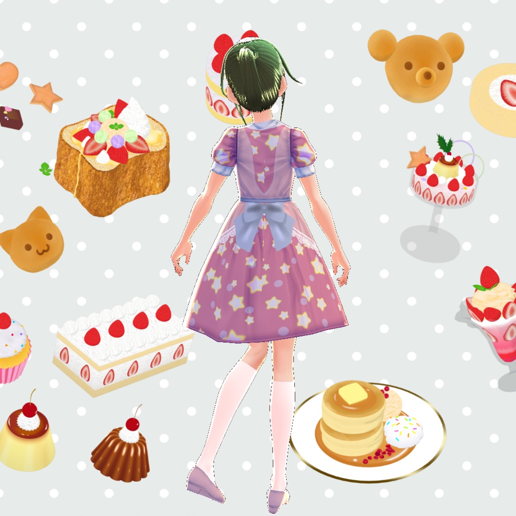 VRoid用・ショップ店員風エプロンワンピース