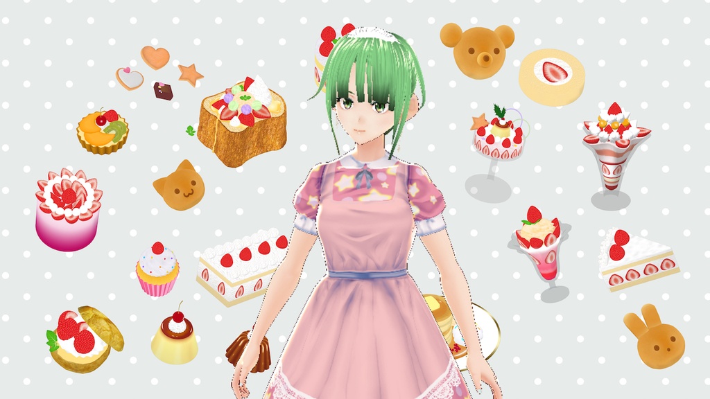 VRoid用・ショップ店員風エプロンワンピース