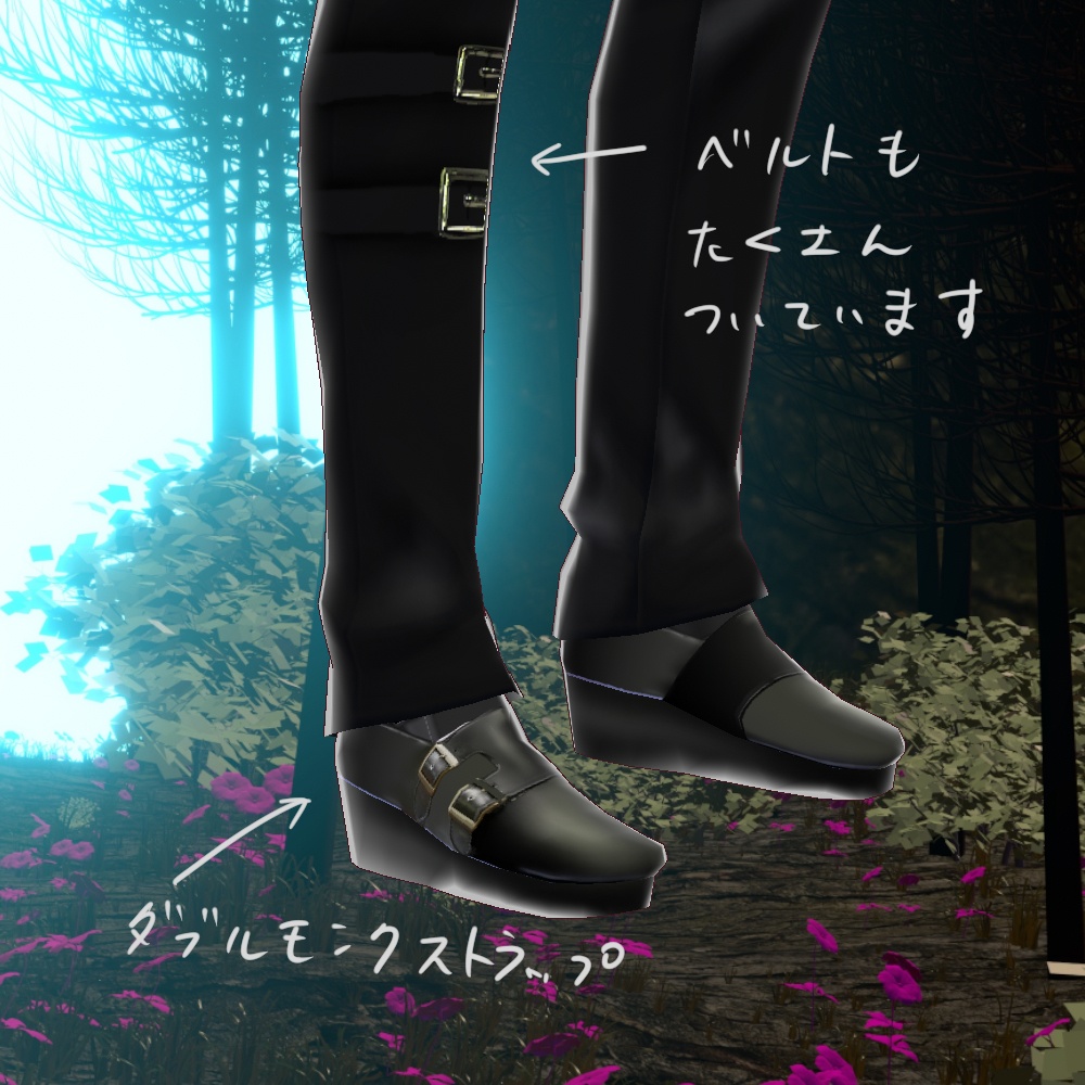 VRoid用・ゴシック×パンク 黒の衣装セット