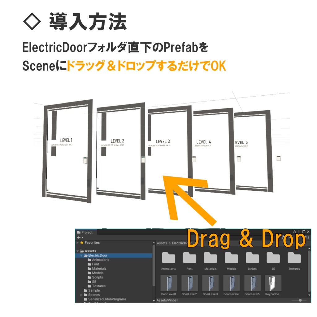 【VRC対応】ひらけるセキュリティドア 3Dモデル
