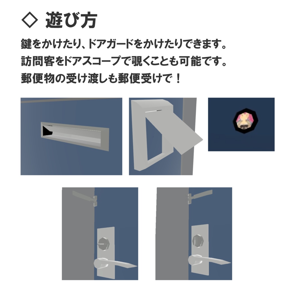 【VRC対応】ひらけるマンションドア 3Dモデル