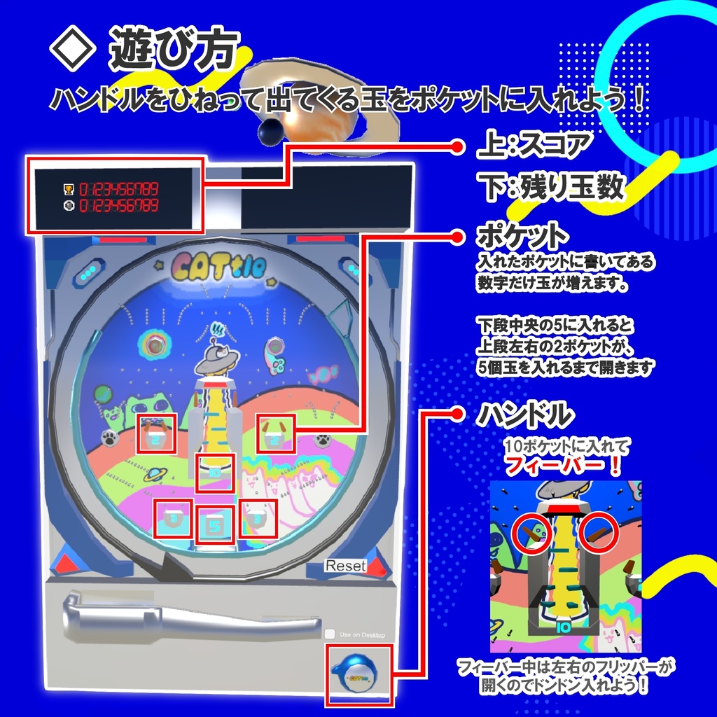 【VRC対応】遊べるパチンコ CATtle 3Dモデル