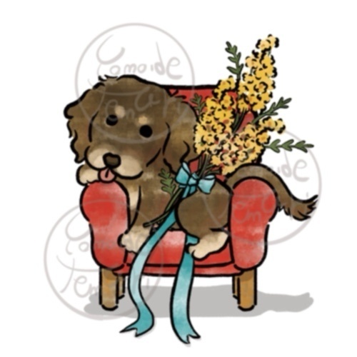 【オハナとボクたち】シリーズ/ダックスフンドステッカー(ミモザ)