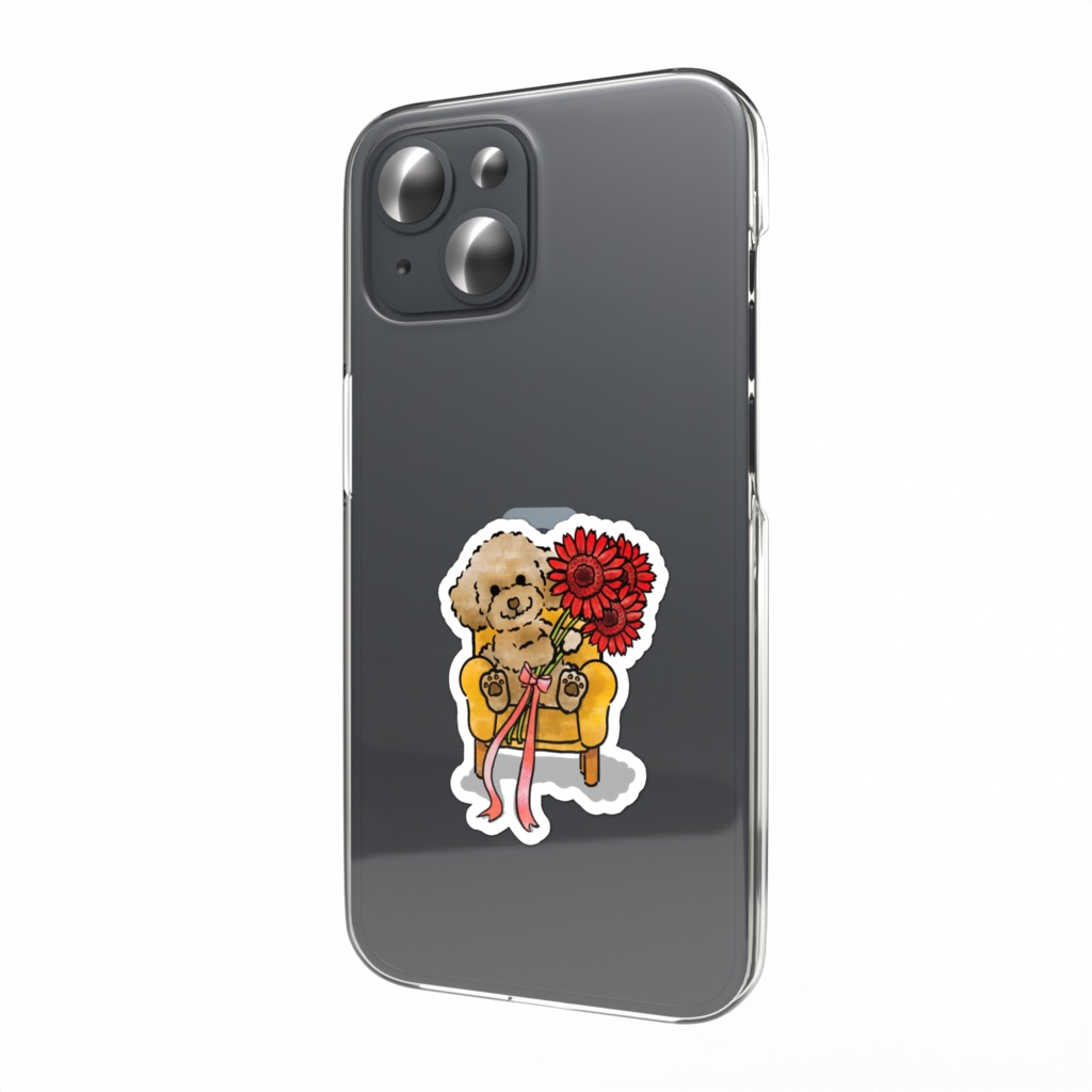 【オハナとボクたち】シリーズ／トイプードルステッカー（ガーベラ）