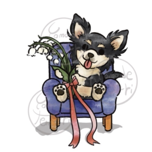 【オハナとボクたち】シリーズ/ロングコートチワワステッカー(すずらん)