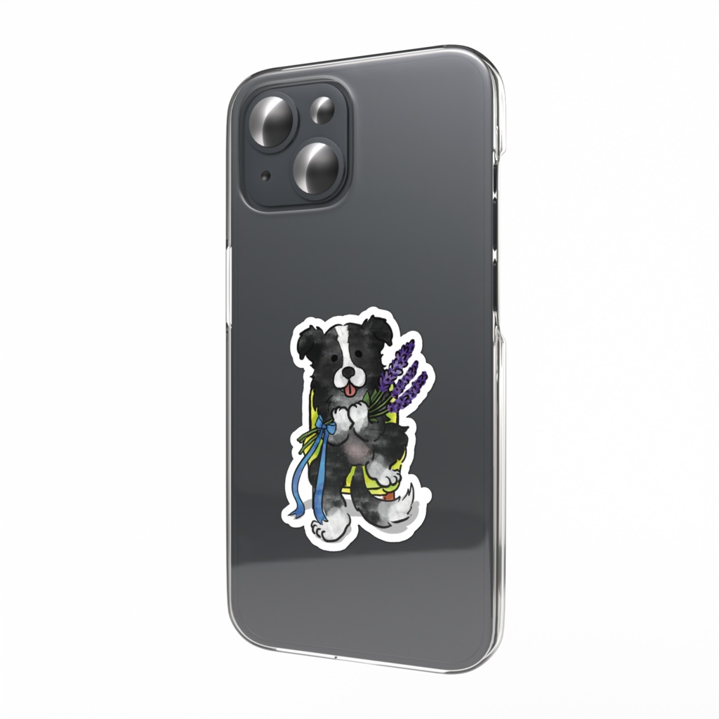 【オハナとボクたち】シリーズ／ボーダーコリーステッカー（ラベンダー）