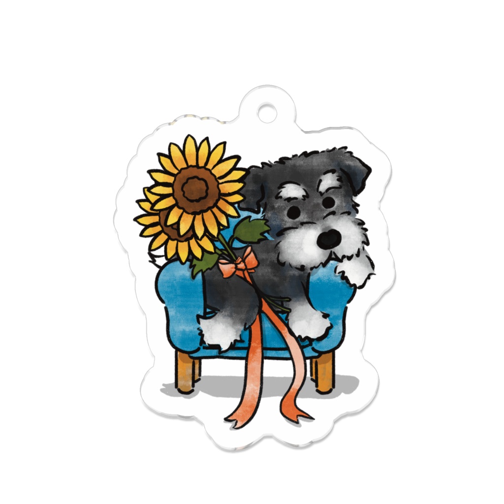 【オハナとボクたち】シリーズ／シュナウザーアクリルキーホルダー（向日葵）